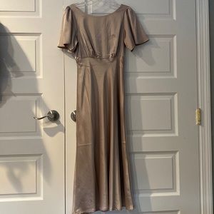 Baltic Born Dreya Satin Midi  bridesmaid dress, blush, size S